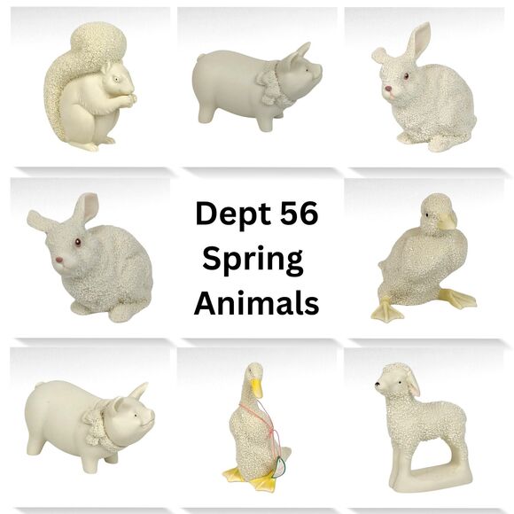 Vintage Dept 56 Annual Animal Bisque Figurines, Lot of 8, Pig, Duck, Rabbit - Picture 10 of 10